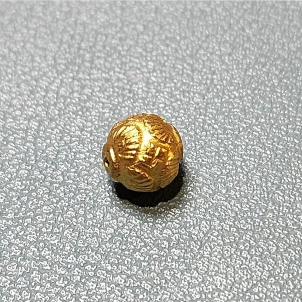 Vintage Yellow Tone Round Textured Decorative Spacer Bead Charm Pendant